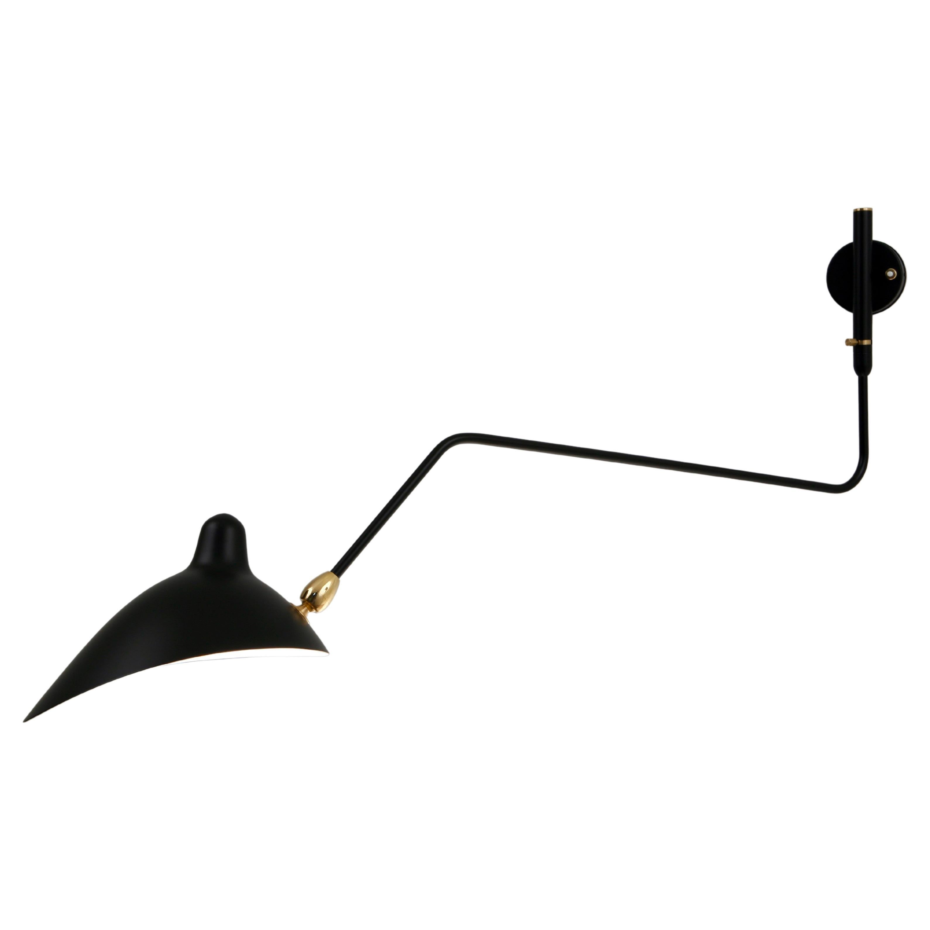 Serge Mouille 'Applique Un Bras Courbe Pivotant' Wall Light in Black For  Sale at 1stDibs