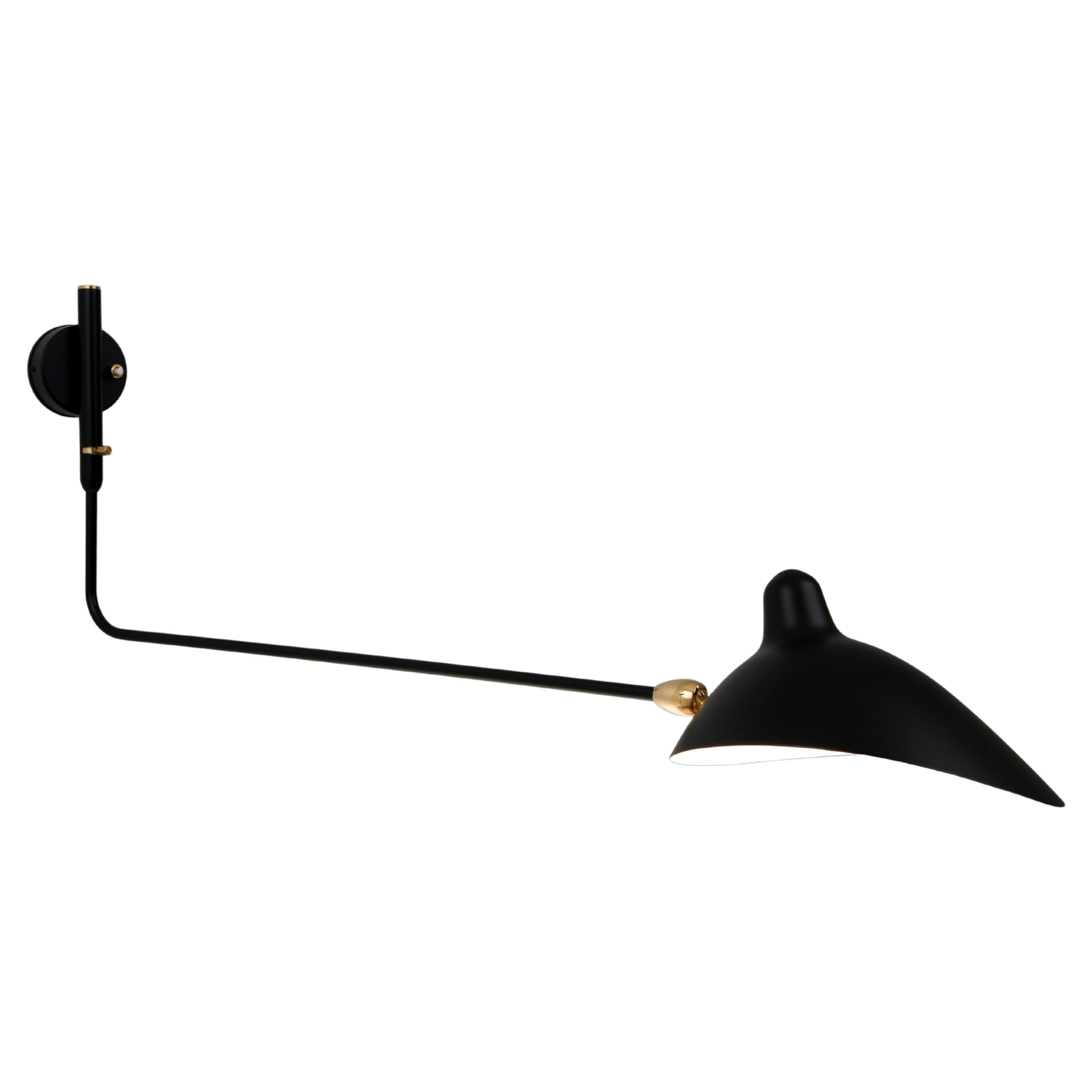 Serge Mouille 'Applique Un Bras Droit Pivotant' Wall Light in Black For Sale