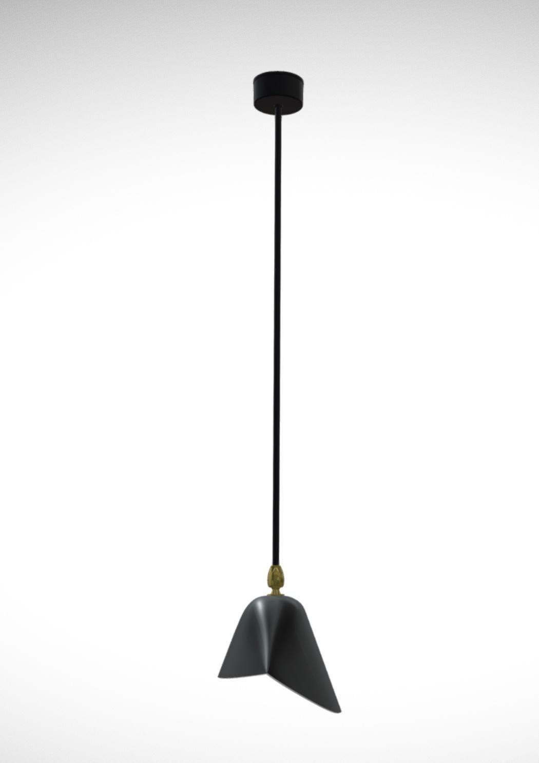 Mid-Century Modern Serge Mouille 'Bibliothèque' Ceiling Lamp in Black For Sale