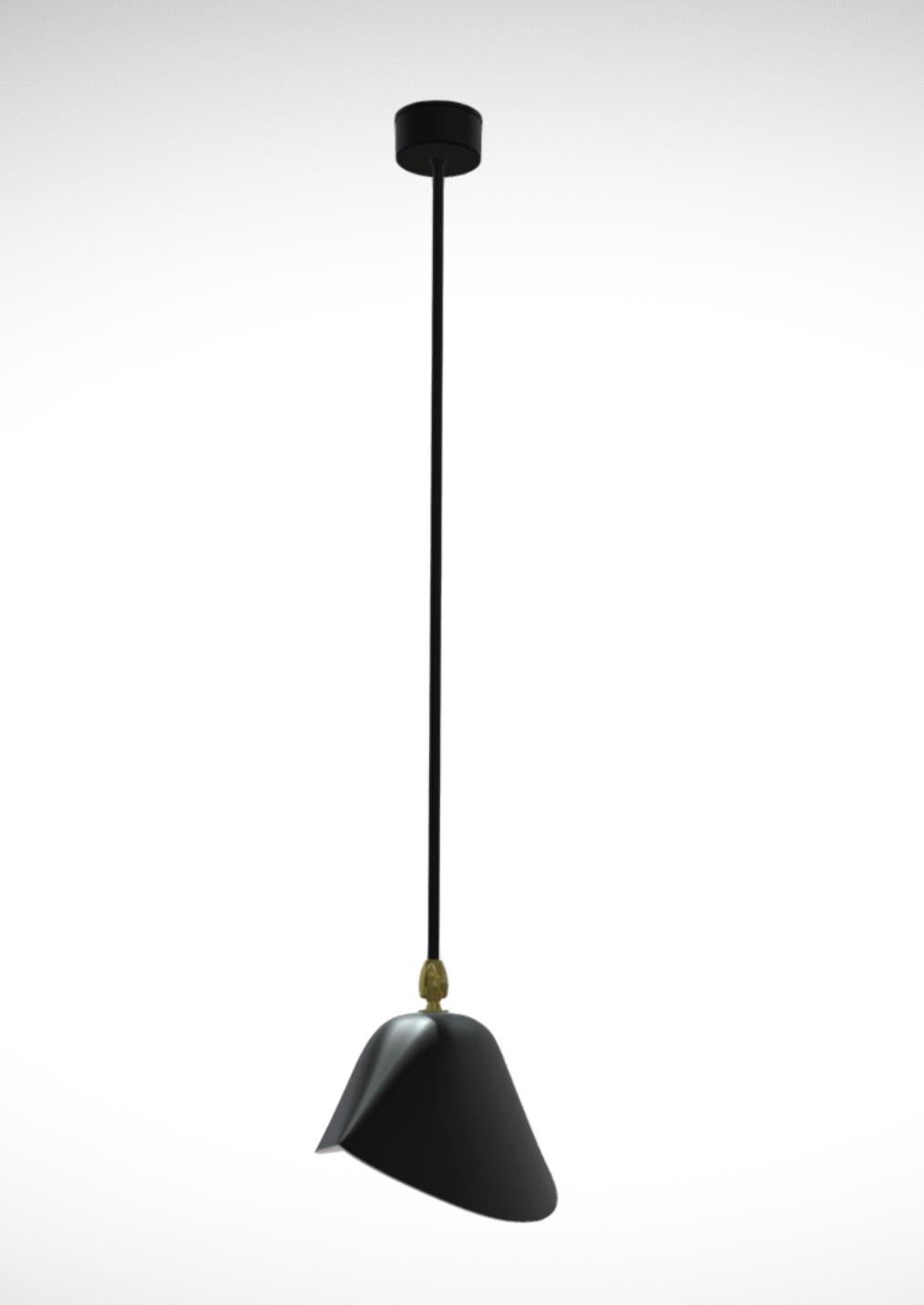 French Serge Mouille 'Bibliothèque' Ceiling Lamp in Black For Sale