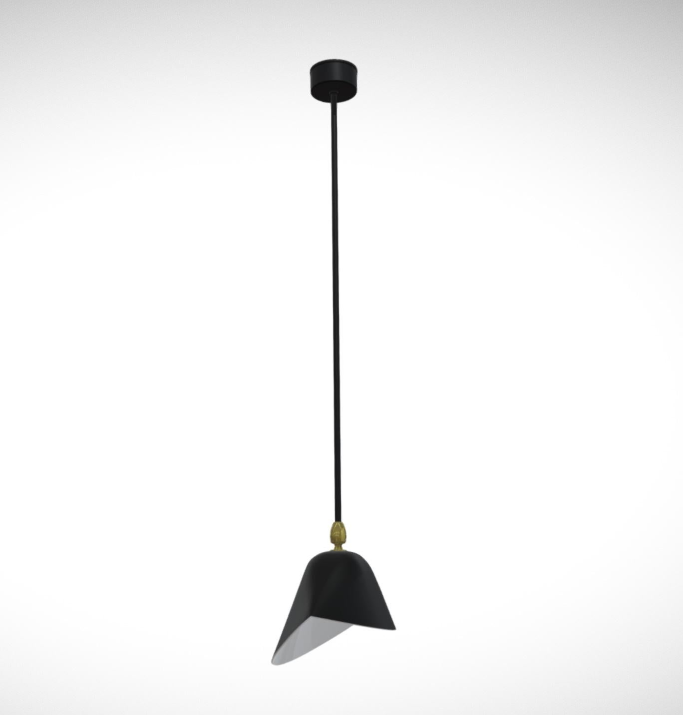 Serge Mouille 'Bibliothèque' Ceiling Lamp in Black In New Condition For Sale In Glendale, CA