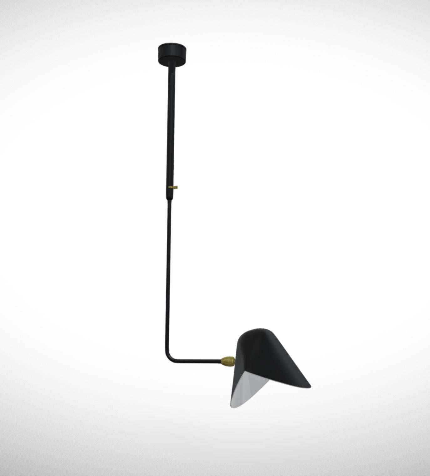 Mid-Century Modern Serge Mouille 'Bibliothèque Courbe' Ceiling Lamp in Black For Sale