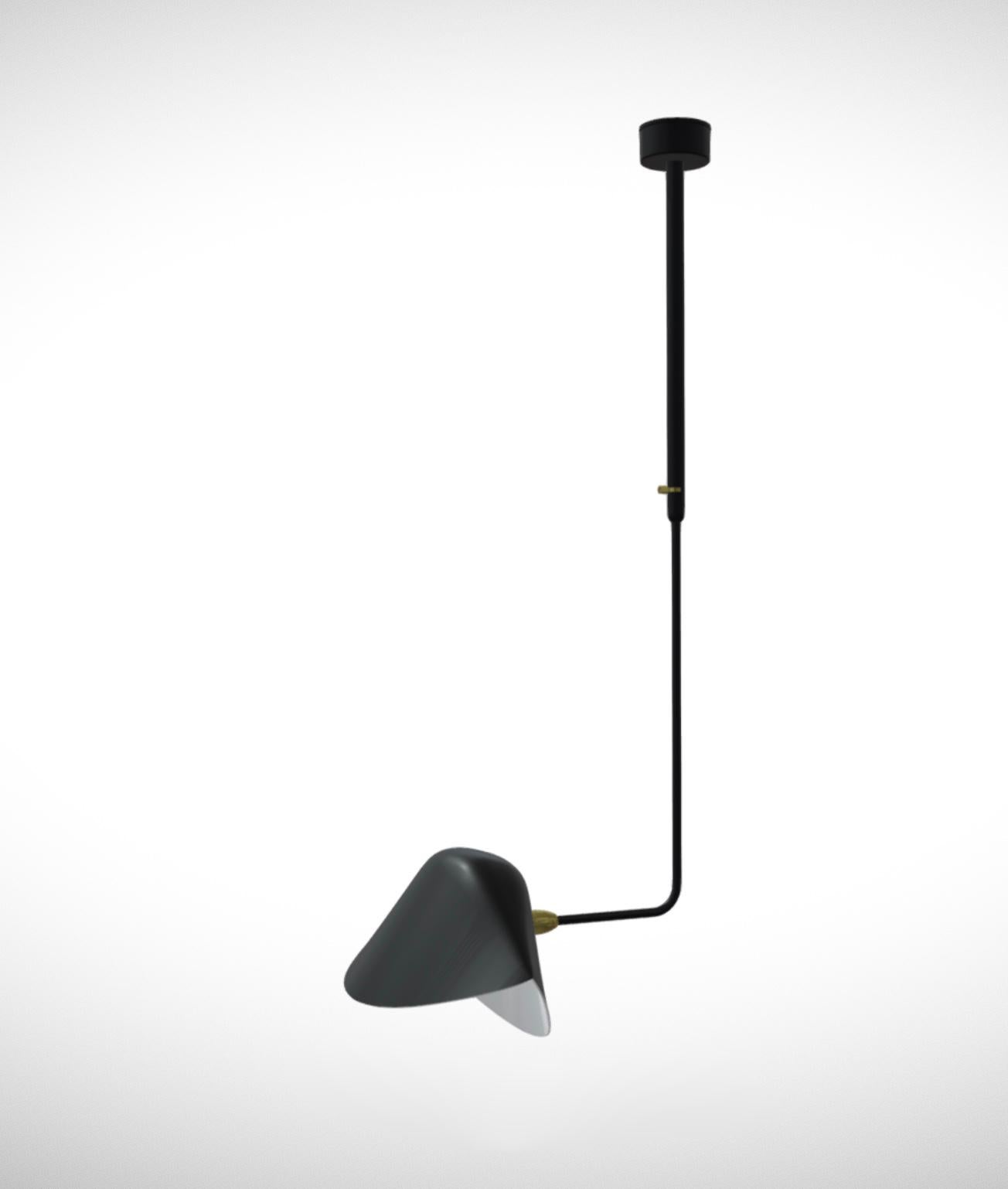 Painted Serge Mouille 'Bibliothèque Courbe' Ceiling Lamp in Black For Sale