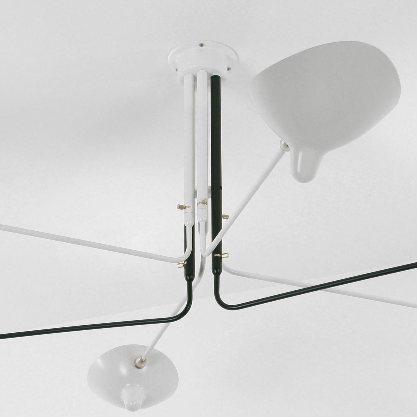 Serge Mouille Black and White Six Rotating Arms Ceiling Lamp, Re-edition In New Condition For Sale In Barcelona, Barcelona
