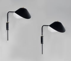Serge Mouille Black Anthony Wall Lamp Whit Fixing Bracket Set Re-Edition