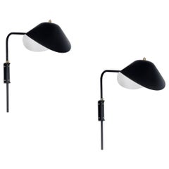 Editions Serge Mouille Black Anthony Wall Lamp Whit Set di staffe di fissaggio Re-Edition