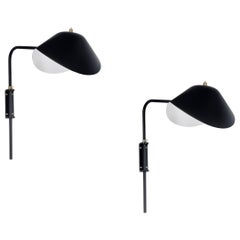 Serge Mouille - Lampe murale noire Anthony avec support de fixation Whit, réédition