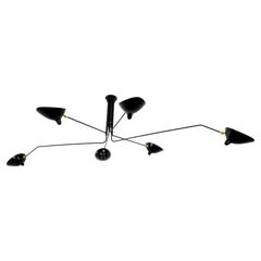 Serge Mouille - Black Ceiling Lamp with 6 Rotating Arms