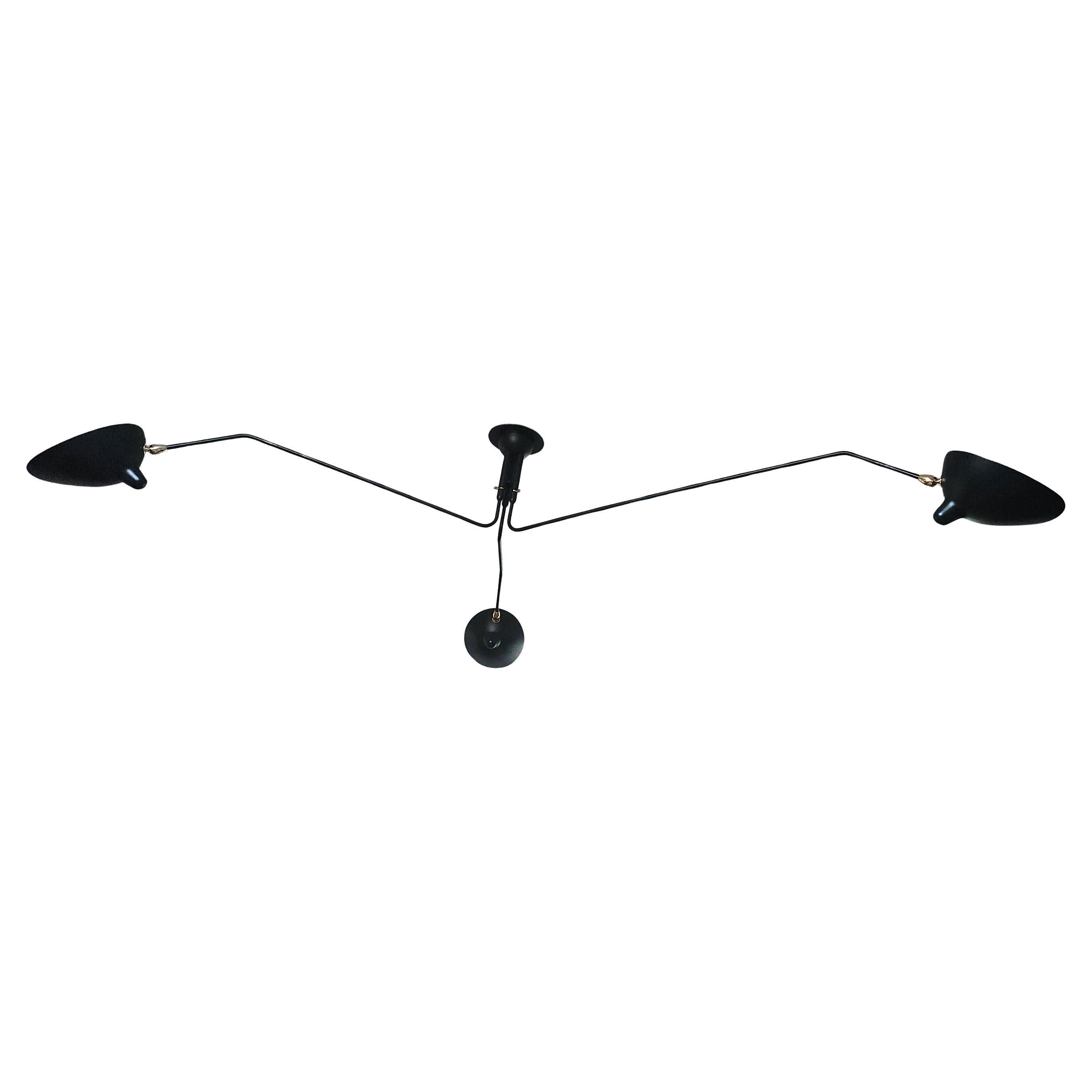 Serge Mouille - Plafonnier noir à 3 bras rotatifs - EN STOCK ! en vente