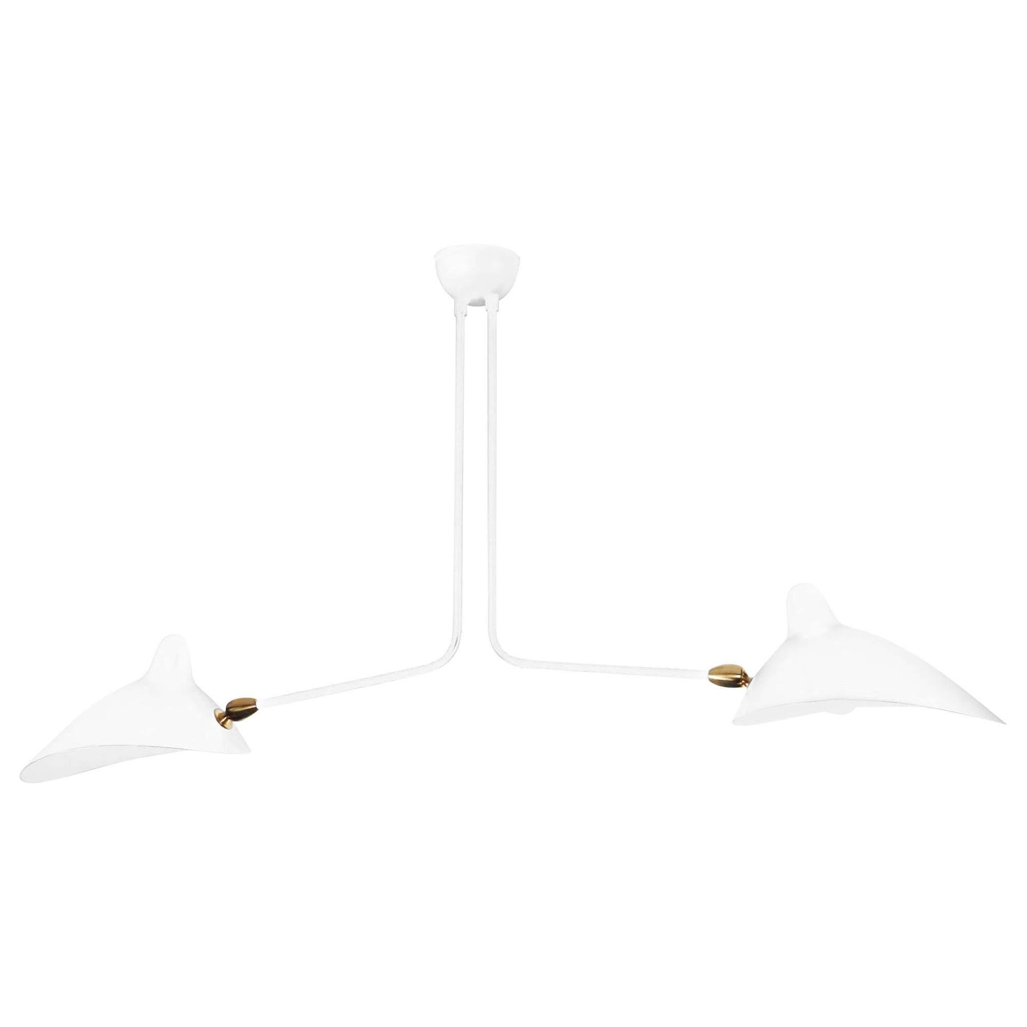 French Serge Mouille - Black or White Ceiling Lamp with 2 Arms For Sale