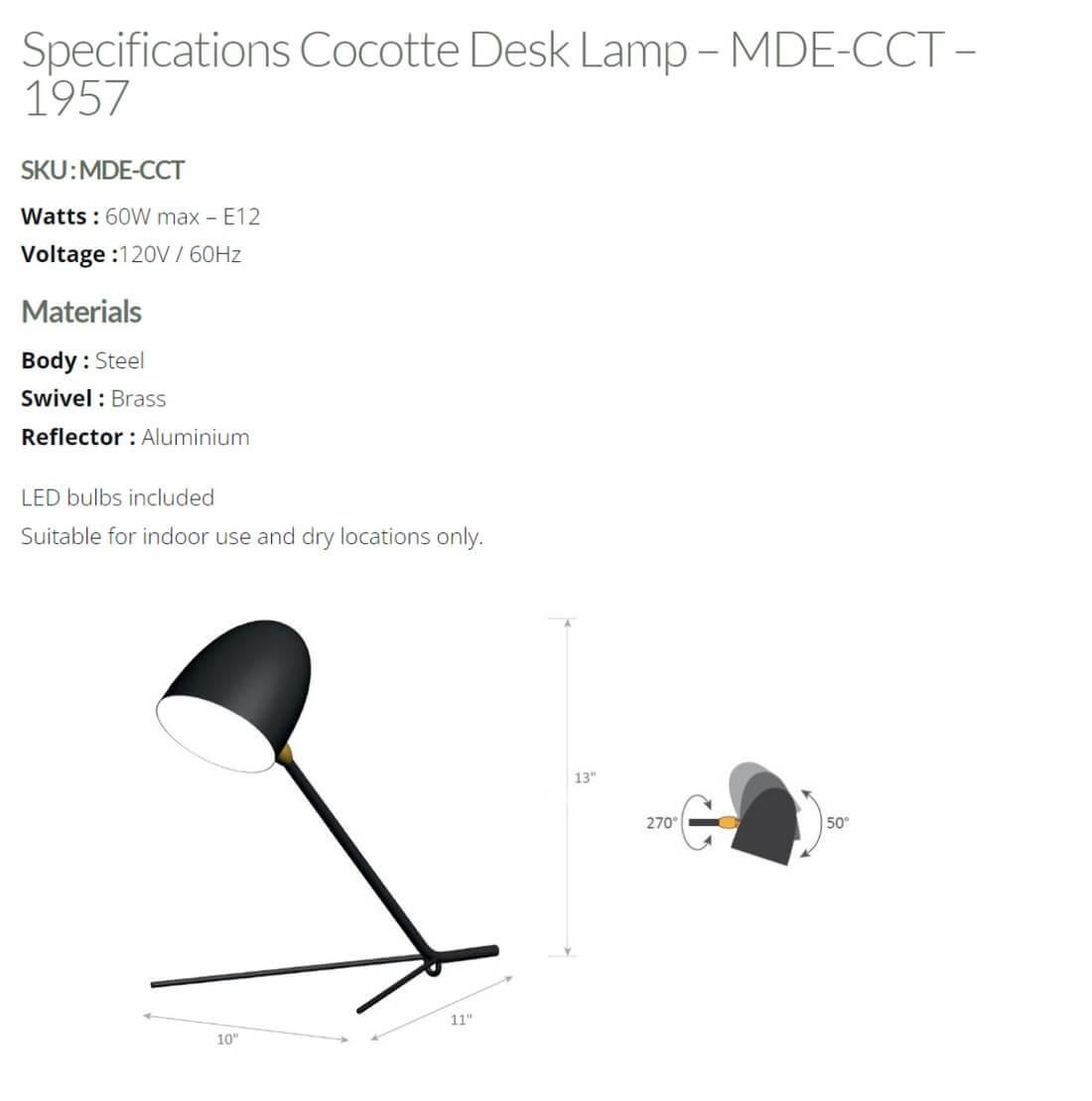 Serge Mouille - Black or White Cocotte Desk Lamp For Sale 8