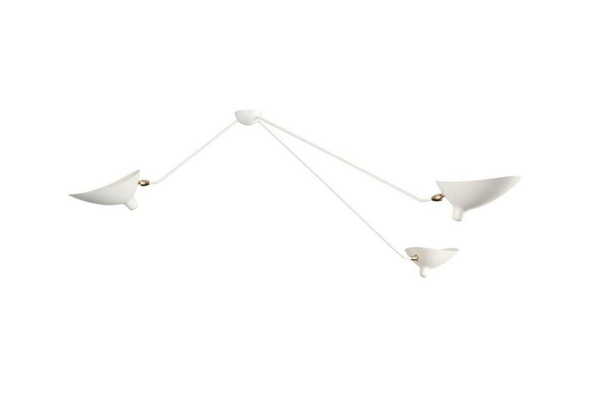 Painted Serge Mouille - Black or White Spider Ceiling Lamp with Three Arms For Sale