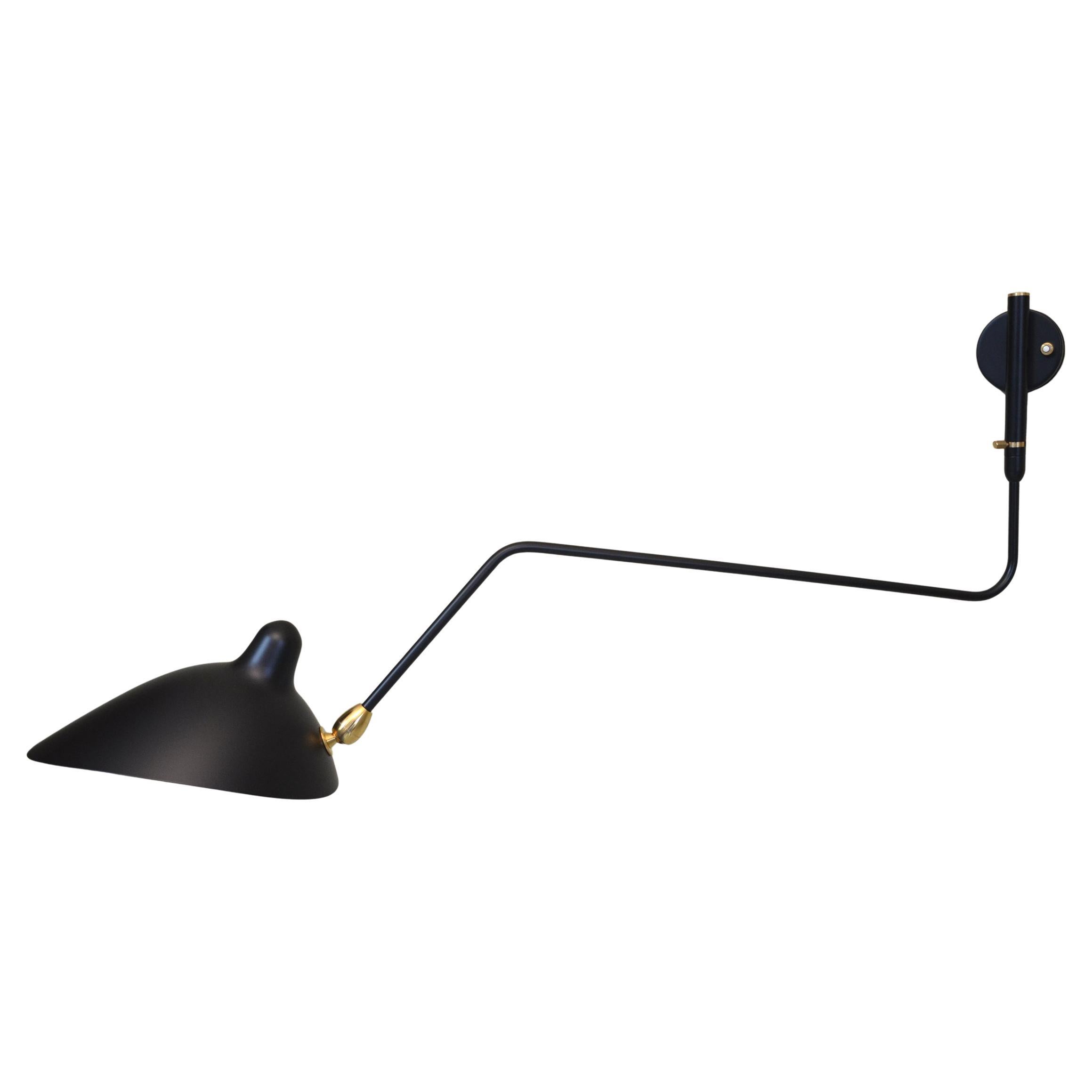 Serge Mouille - Schwarzer drehbarer Wandleuchter mit 1 geschwungenem Arm - UL-gelistet - IN STOCK!! im Angebot