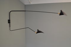Serge Mouille - Black Rotating Sconce with 2 Arms (1 Curved) - IN STOCK!