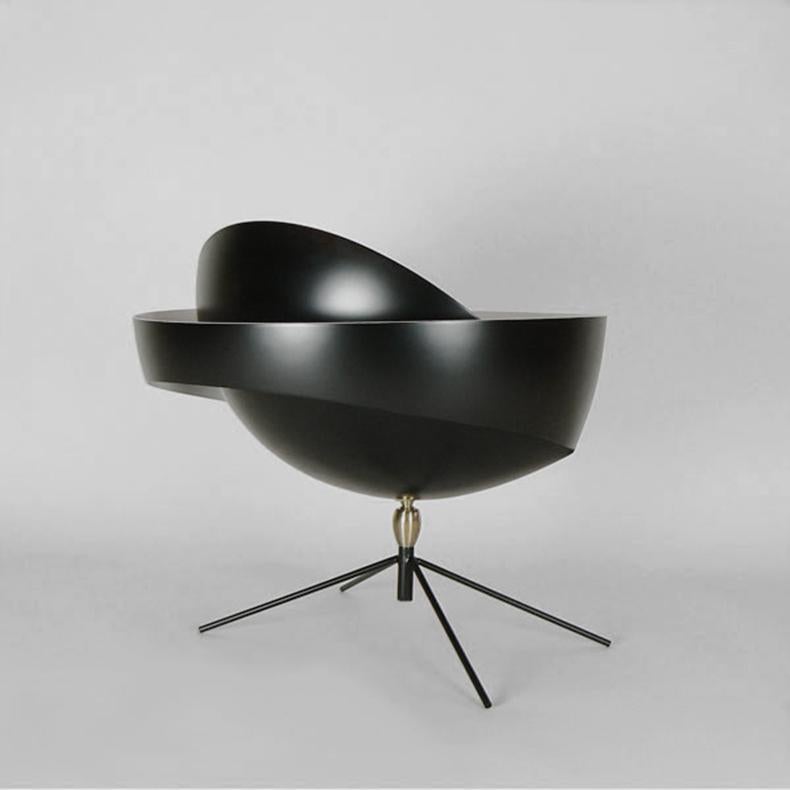 Français Lampe de table Saturne noire Serge Mouille, réédition en vente