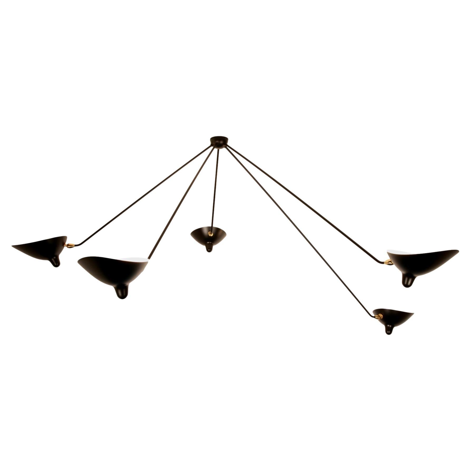 Serge Mouille - Black Spider Ceiling Lamp with 5 Arms