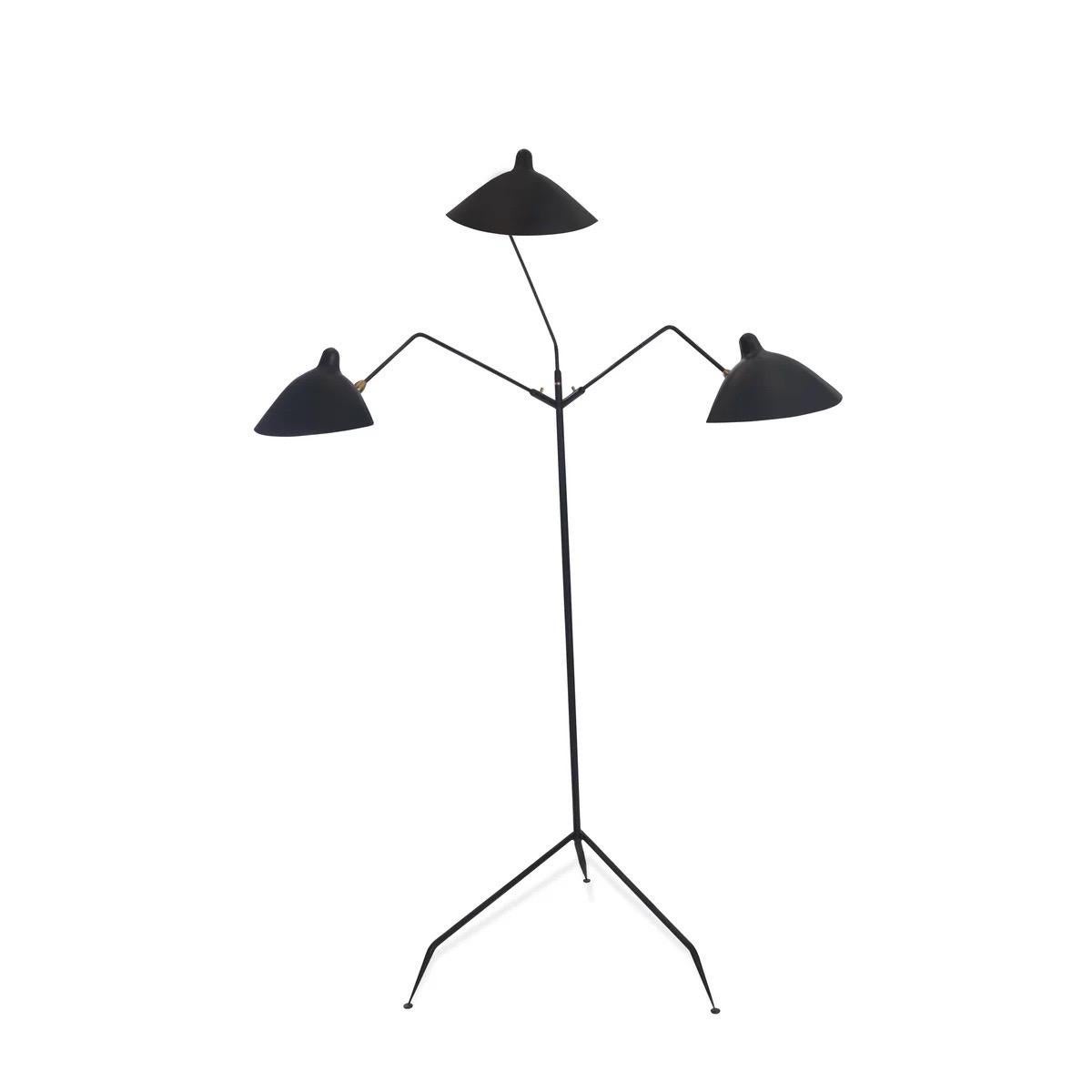 Serge Mouille Black Three Arm Floor Lamp.

Signed.

Dimensions: 53