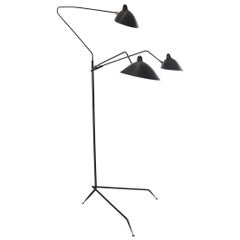 Serge Mouille Black Three Arm Floor Lamp