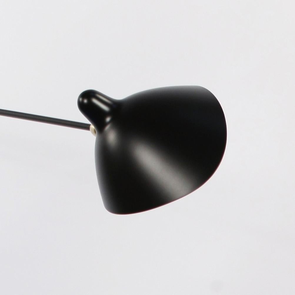 Serge Mouille Black Three Rotating Straight Arms Wall Lamp, Re-Edition In New Condition For Sale In Barcelona, Barcelona