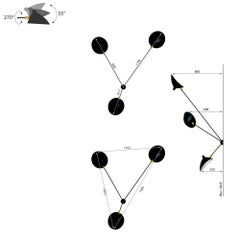 Serge Mouille Brass and Aluminium Mid-Century Modern Three Arms Spider Wall Lamp