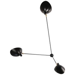 Serge Mouille Brass and Aluminium Mid-Century Modern Three Arms Spider Wall Lamp