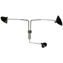 Serge Mouille Brass and Aluminium Mid-Century Modern Three Arms Wall Lamp