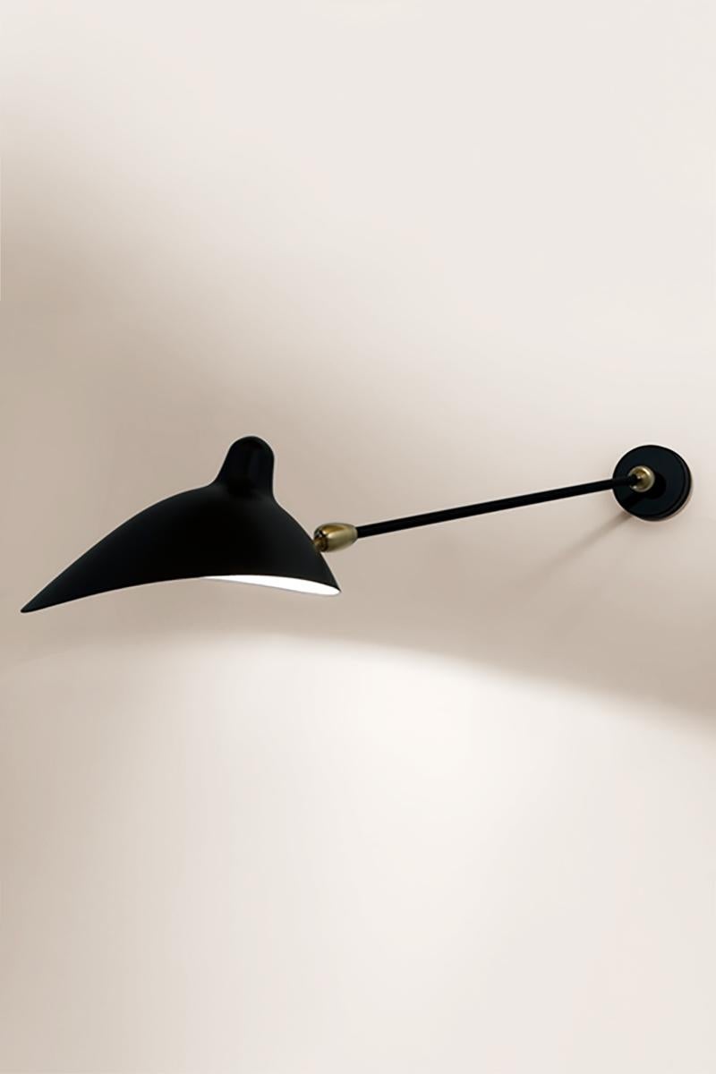 French Serge Mouille Brass and Aluminum Mid-Century Modern One Arm 2 Rotulas Wall Lamp For Sale