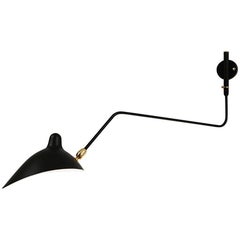 Serge Mouille Brass and Aluminum Mid-Century Modern One Curved Arm Wall Lamp