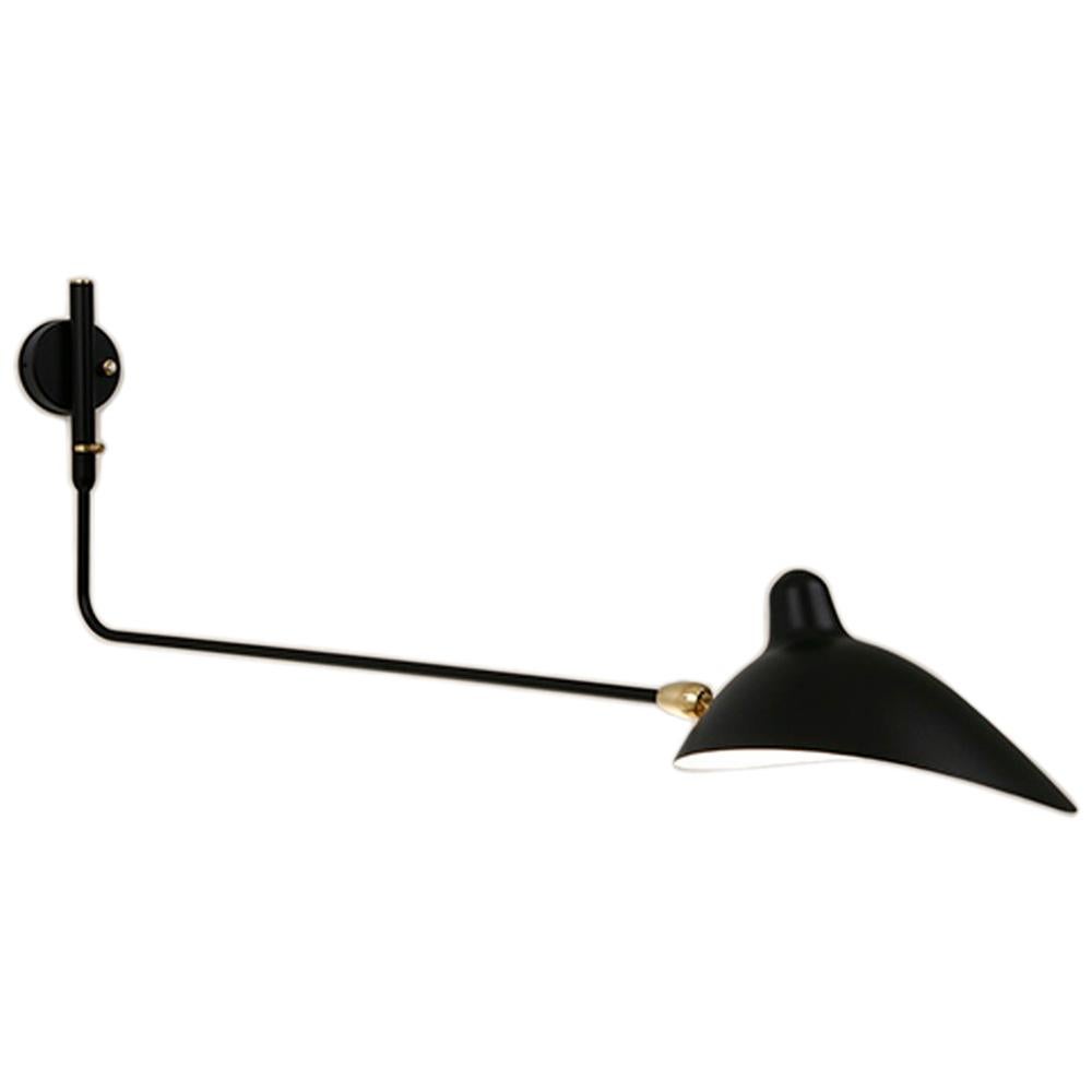 Serge Mouille Brass and Aluminum Mid-Century Modern One Straight Arm Wall Lamp For Sale