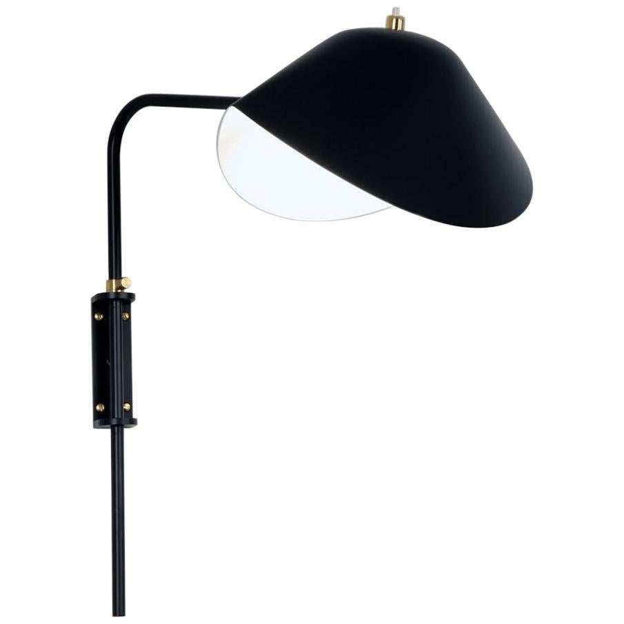Serge Mouille Brass and Black Aluminium Mid-Century Modern Antony Wall Lamp For Sale