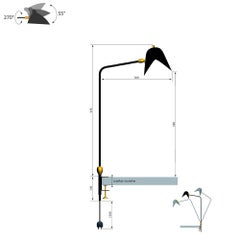 Serge Mouille Brass and Black Aluminium Midcentury Desk Lamp Agrafée 2 Rotulas