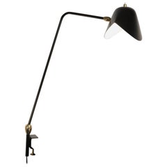 Serge Mouille Brass and Black Aluminium Midcentury Desk Lamp Agrafée 2 Rotulas