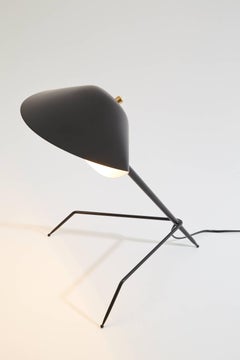 Serge Mouille Brass and Black Aluminium Mid-Century Modern Tripod Desk Lamp