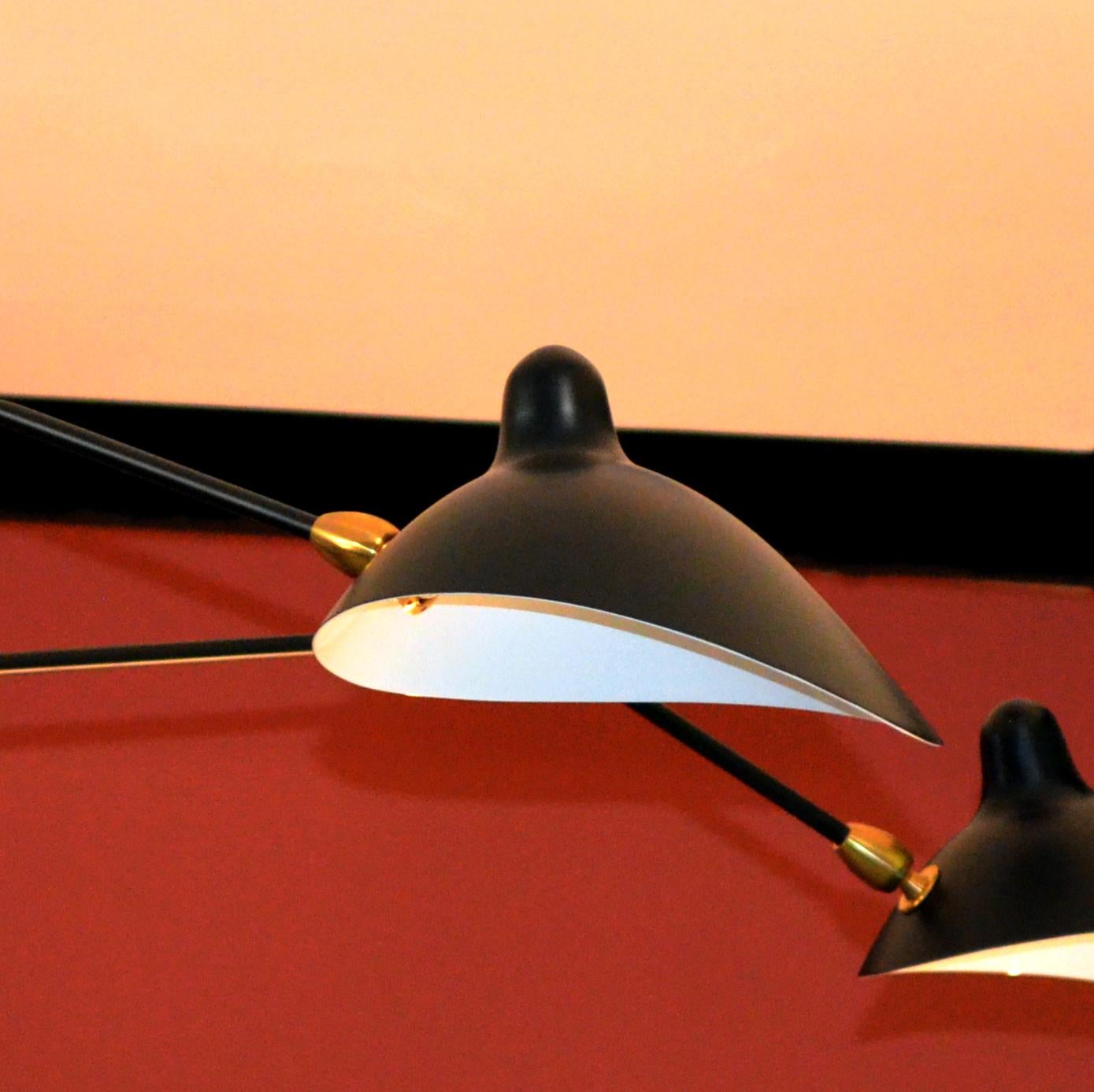Serge Mouille - Ceiling Lamp 3 Rotating Arms - DROP, ARM LENGTH CUSTOMIZABLE! For Sale 2