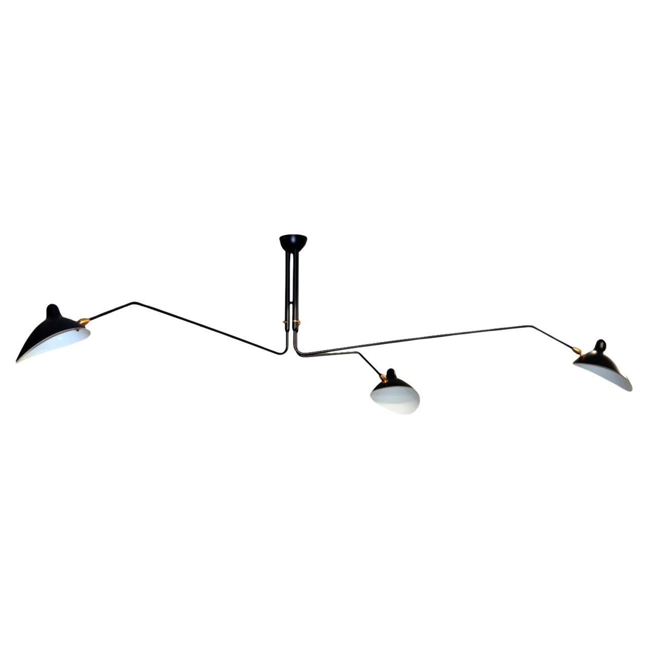 Serge Mouille - Ceiling Lamp 3 Rotating Arms - DROP, ARM LENGTH CUSTOMIZABLE!