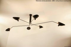 Serge Mouille Ceiling Lamp 6 Rotating Arms in Black or White