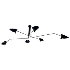 Serge Mouille Ceiling Lamp 6 Rotating Arms in Black or White