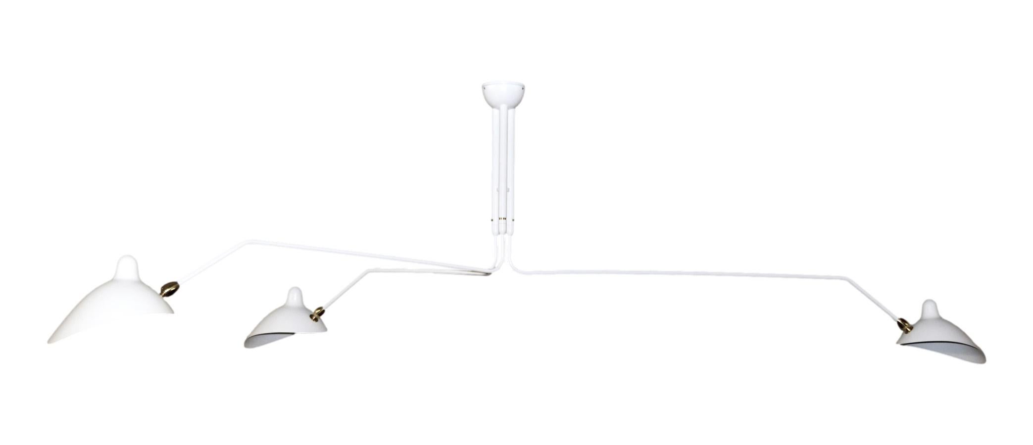 Serge Mouille - Ceiling Lamp with 3 Rotating Arms in Black or White For Sale 2