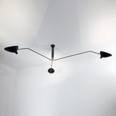 Serge Mouille - Ceiling Lamp with 3 Rotating Arms in Black Wired for US Market.