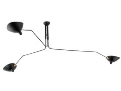 Serge Mouille - Ceiling Lamp with 3 Rotating Arms in White or Black