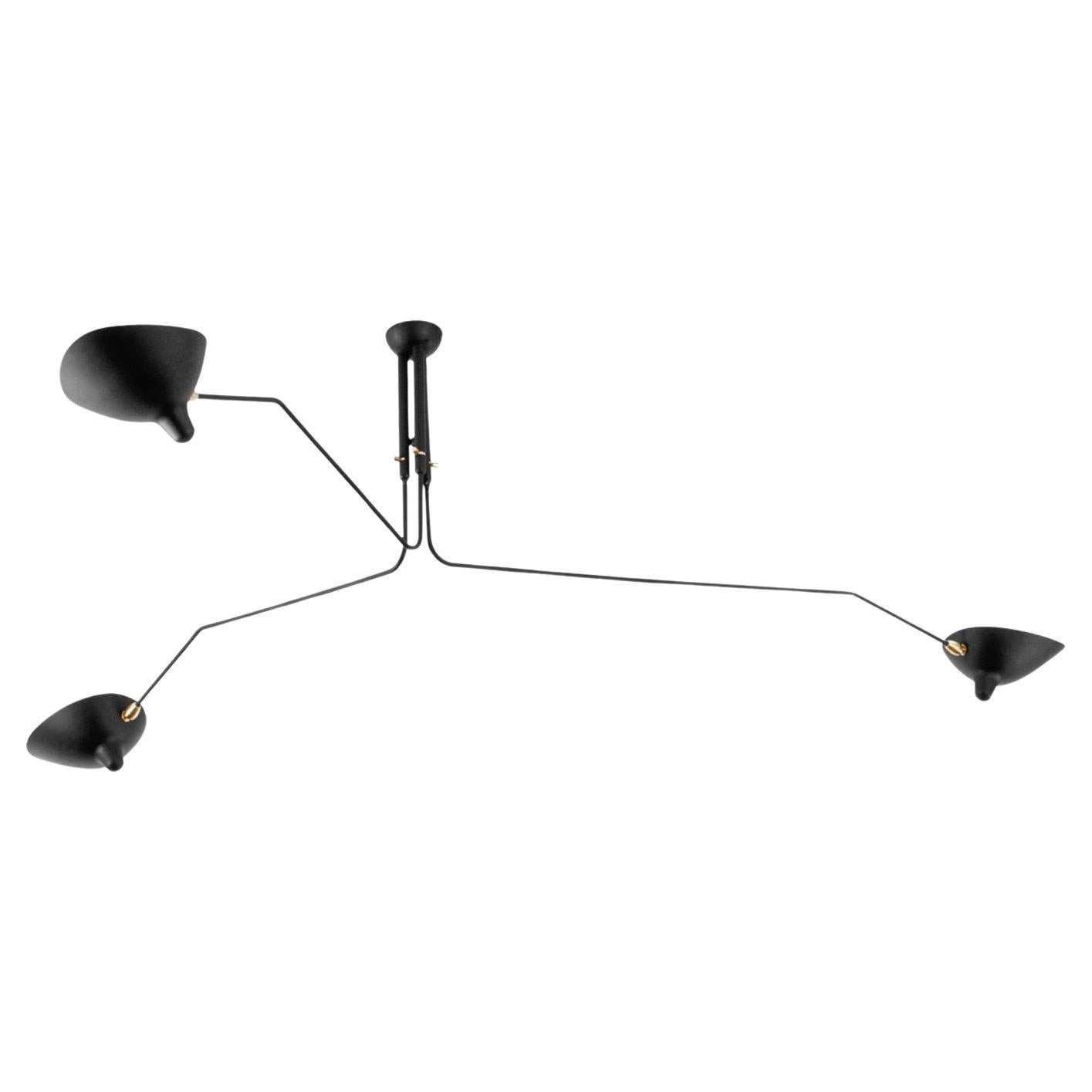 Serge Mouille - Ceiling Lamp with 3 Rotating Arms in White or Black