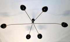Serge Mouille - Ceiling Lamp with 6 Rotating Arms in Black or White