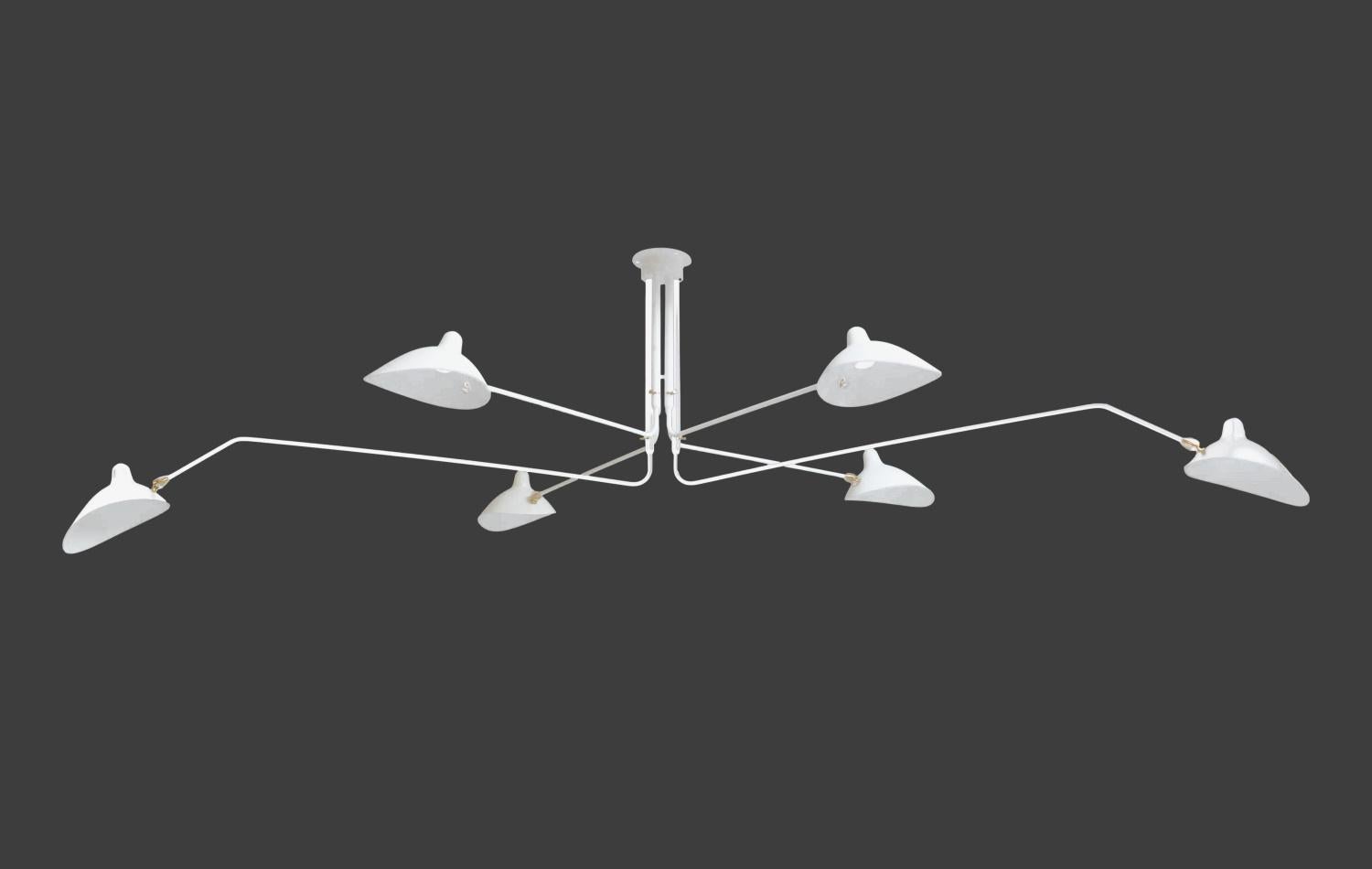 Serge Mouille - Ceiling Lamp 6 Rotating Arms - DROP, ARM LENGTH CUSTOMIZABLE! In New Condition For Sale In Stratford, CT