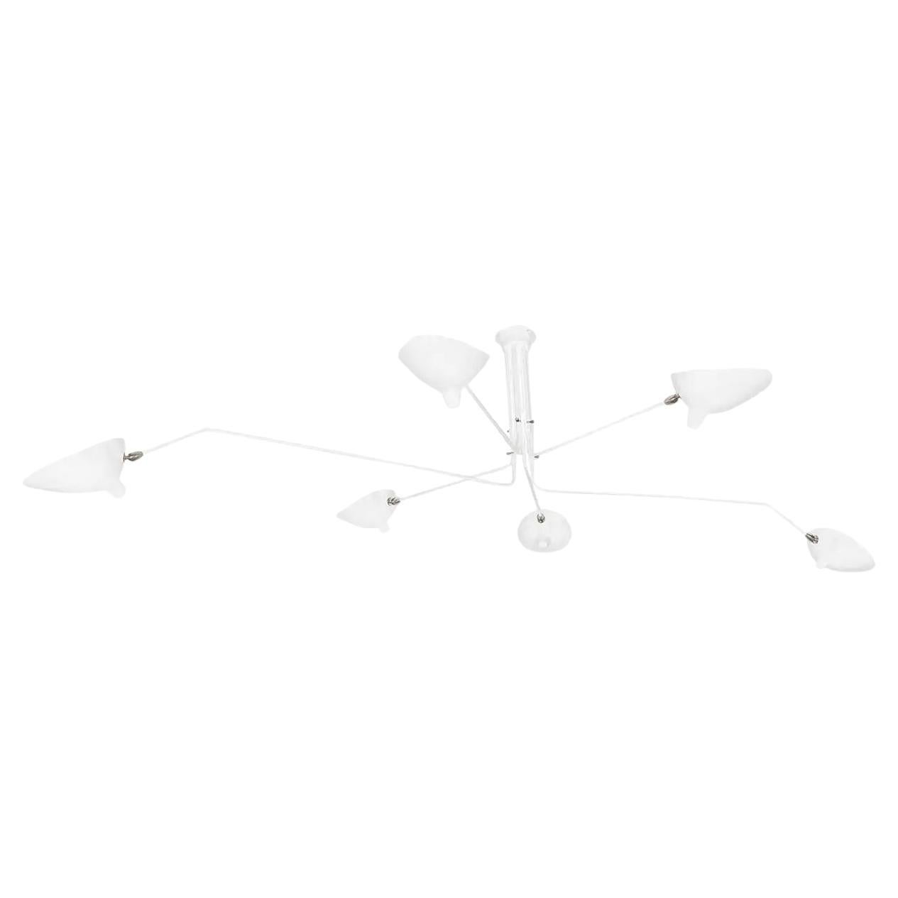 Serge Mouille - Ceiling Lamp with 6 Rotating Arms in White