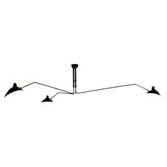 Serge Mouille Ceiling Lamp with Three Rotating Arms in Black or White
