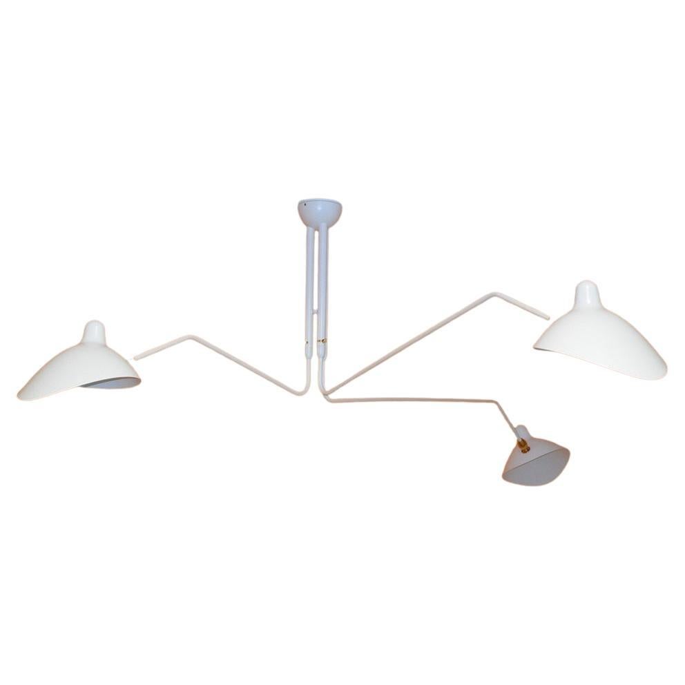 Serge Mouille - Ceiling Lamp with 3 Rotating Arms in White For Sale