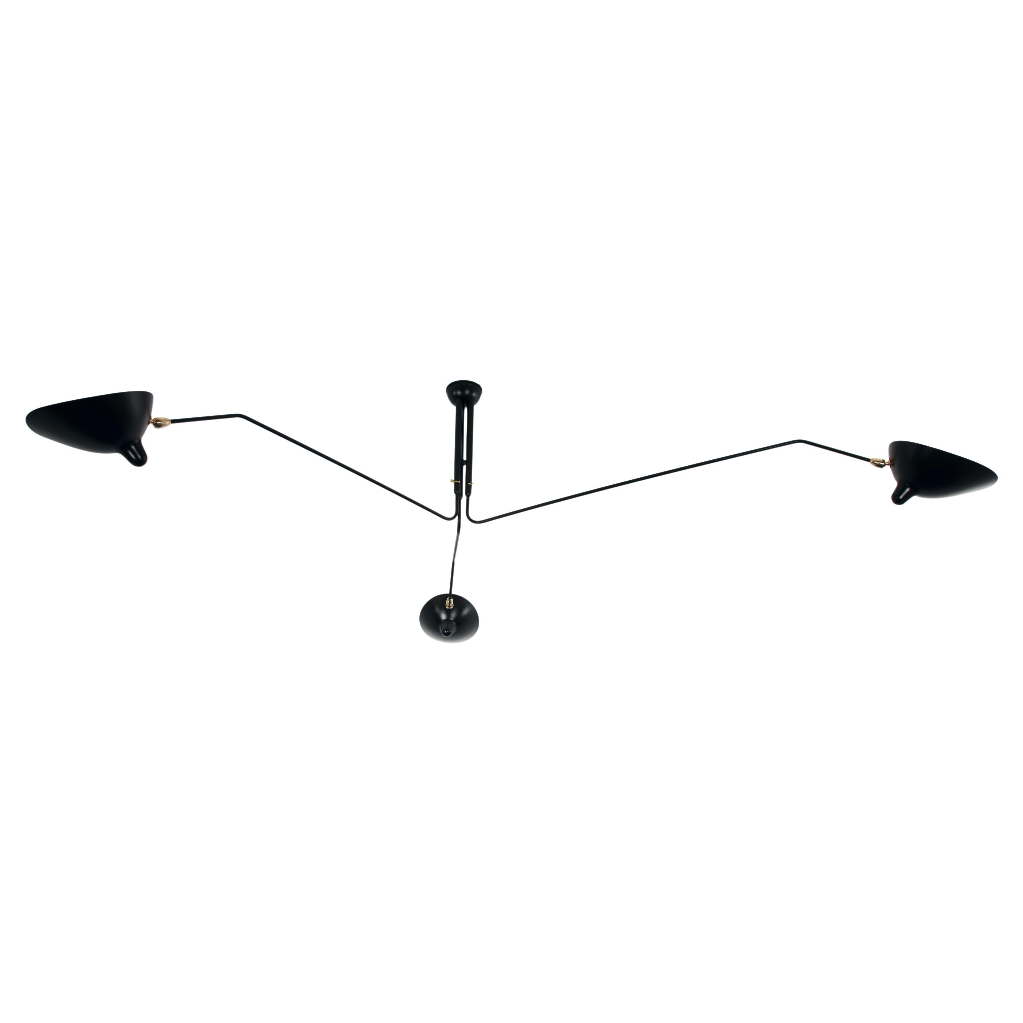 Serge Mouille Ceiling Lamp with Three Rotating Arms, Les Editions Serge Mouille