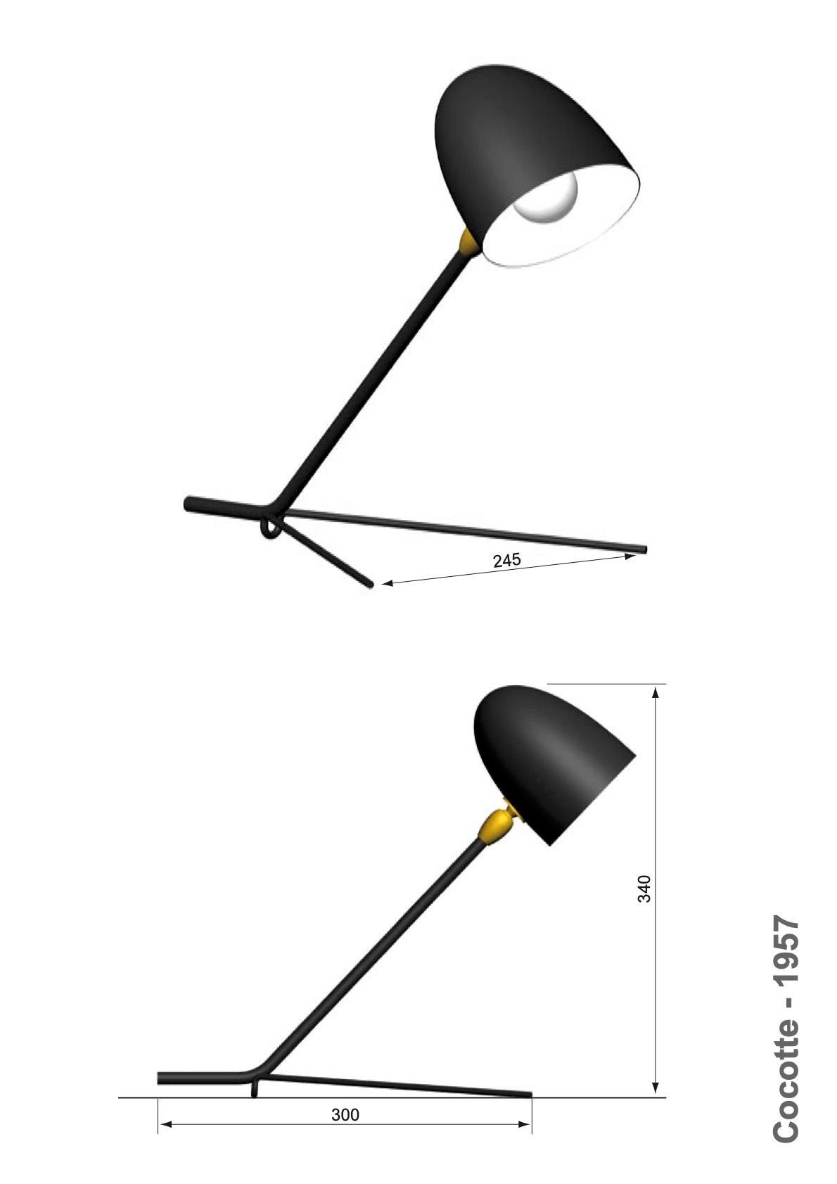 Serge Mouille „Cocotte“ Tisch- oder Wandleuchte in Schwarz (Moderne der Mitte des Jahrhunderts) im Angebot