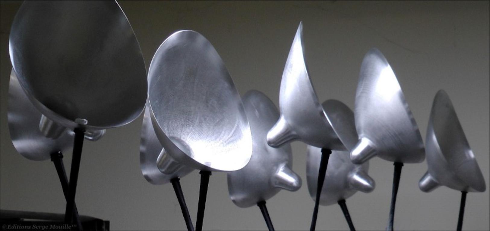 Serge Mouille 'Deux Bras Fixes Un Courbe Pivotant' Ceiling Lamp in Black For Sale 4