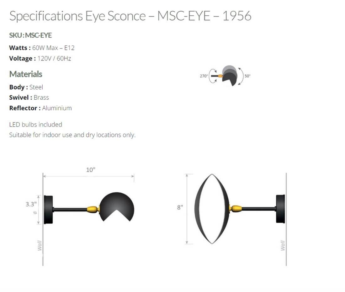 Serge Mouille - White Eye Sconce Wired for US Market! For Sale 1